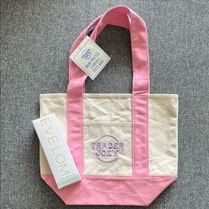 Trader Joe's Pink and Cream Tote Bag